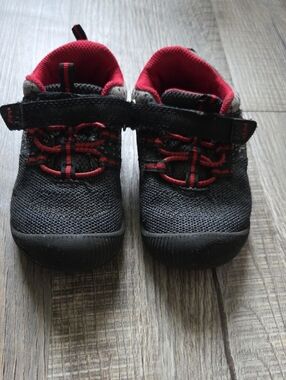 Okilol Charcoal and Red Kids Sneakers